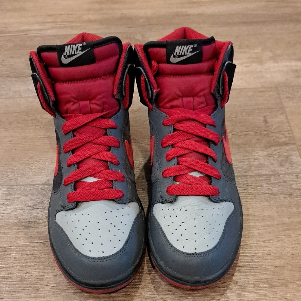 Sold On DP Nike Dunk High Gray 317982-062 Red Suede 2008 Rare Black Bred Mens 9 - Picture 5 of 8